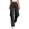thumbnail image 1 of Women's Casual Pants Straight Leg Elastic Waist Comfortable Daily Wear Sports Travel Four Pockets Stretchy Soft Fabric, 1 of 2