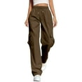 thumbnail image 1 of Women's Casual Pants Straight Leg Elastic Waist With Pockets Comfortable For Daily Wear And SportsFashion Clothing, 1 of 7