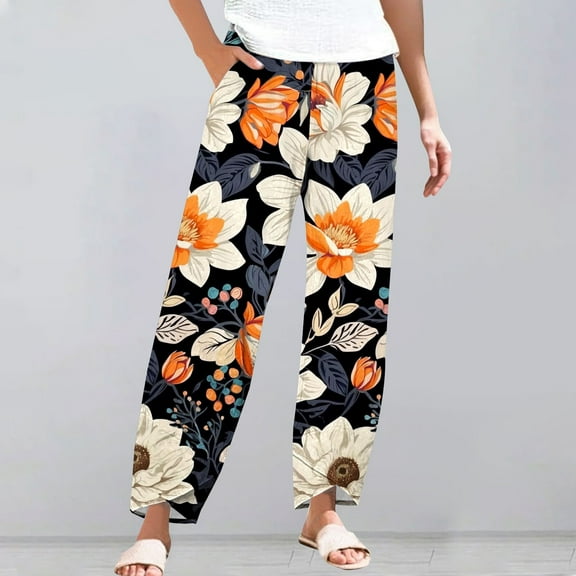 Women's Casual Pants Striped Linen Pants For Women Summer Casual Wide Leg Pants With Pockets Comfy Cropped Palazzo Pants,Black Women's Casual Pants XXXL