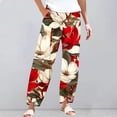 thumbnail image 1 of Women's Casual Pants Striped Linen Pants For Women Summer Casual Wide Leg Pants With Pockets Comfy Cropped Palazzo Pants,Red Women's Casual Pants XXXL, 1 of 5