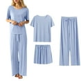 thumbnail image 1 of Women's Casual Pants Suit 3 Piece Set Soft Seamless Comfortable Outfit Summer Basic Solid Color Trousers With Top For Daily Wear And Home Bridal Shower Outfit Women Tuxedo Suit Suits for Women Ladies, 1 of 4