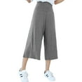 thumbnail image 1 of Women's Casual Pants Summer Loose High Waist Wide Leg Straight Cropped Trousers Thin Comfortable Everyday Wear, 1 of 7