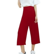 Women's Casual Pants Summer Loose High Waist Wide Leg Straight Cropped Trousers Thin Comfortable Everyday Wear