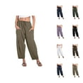 thumbnail image 1 of Pants for Women Wide Leg Pants Woman Women's Casual Pants Summer Solid Color Wide Leg Loose Drawstring Low Waist Beach Pocket Casual Trousers for Everyday Wear, 1 of 10