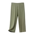 thumbnail image 1 of Women's Casual Pants Thin Style Plus Size High Waist Solid Color Comfortable Breathable Pajamas Trousers For Daily Wear,Army Green,Xxxxxxxl, 1 of 3