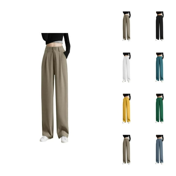 Women Pants Wide Leg Pants Women's Casual Pants Wide Leg High Elastic Waist Business Trousers Long Straight Suit Pants for Summer Work