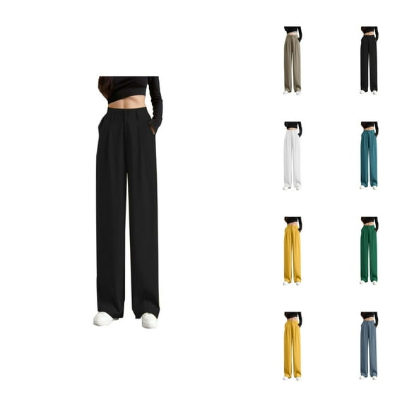 Women Pants Wide Leg Pants Women's Casual Pants Wide Leg High Elastic Waist Business Trousers Long Straight Suit Pants for Summer Work