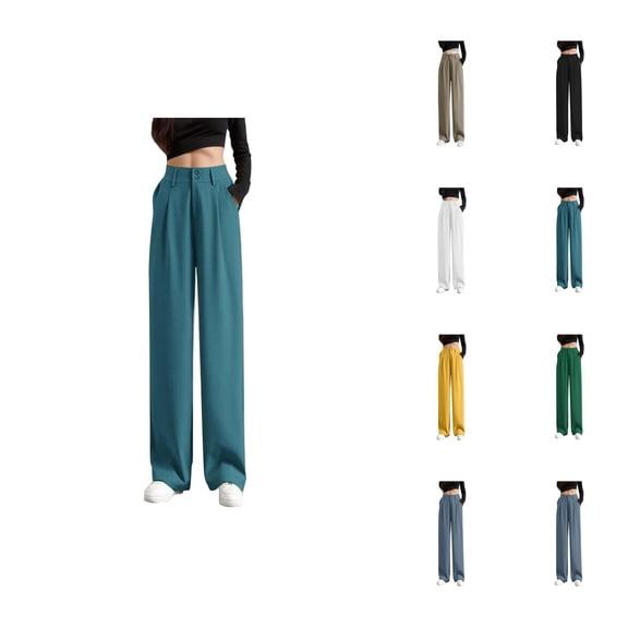 Women Pants Wide Leg Pants Women's Casual Pants Wide Leg High Elastic Waist Business Trousers Long Straight Suit Pants for Summer Work