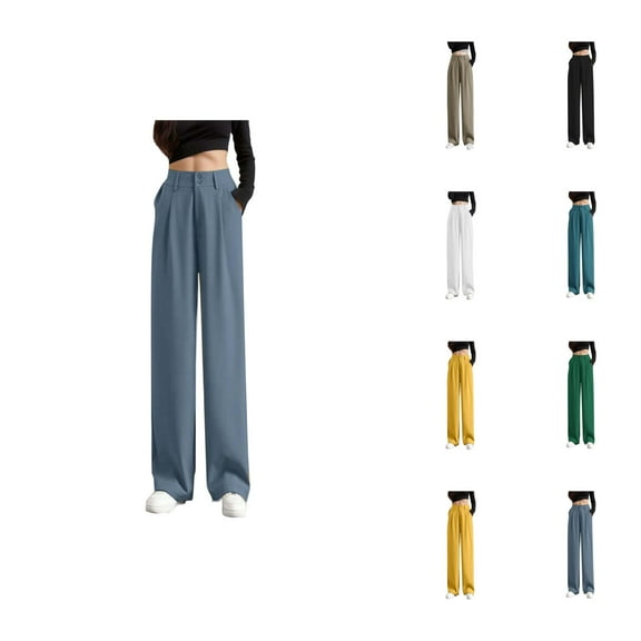 Women Pants Wide Leg Pants Women's Casual Pants Wide Leg High Elastic Waist Business Trousers Long Straight Suit Pants for Summer Work