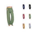 thumbnail image 1 of Women's Casual Pants Wide Leg Long Drawstring Elastic Solid Linen Trousers for Comfortable Everyday Wear, 1 of 10