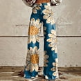 thumbnail image 1 of Women's Casual Pants Wide Leg Pants Women'S High Waisted Flower Patterned Pants Lightweight And Loose Casual Colorful Pants Heavyweight Pants,Blue Women's Casual Pants XL, 1 of 4