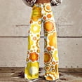thumbnail image 1 of Women's Casual Pants Wide Leg Pants Women'S High Waisted Flower Patterned Pants Lightweight And Loose Casual Colorful Pants Heavyweight Pants,Yellow Women's Casual Pants XXXXXL, 1 of 4