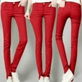 thumbnail image 1 of Women's Casual Pants Women High Rise Fashion Jean Classic Solid Color Ankle Jeans Casual Regular Tight Fitting Jeans,Red Women's Casual Pants XL, 1 of 8