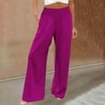 thumbnail image 1 of Women's Casual Pants Women Linen Palazzo Pants Wide Leg High Waist Summer Casual Boho Trousers Travel Vacation Outfits,Pink Women's Casual Pants XXXL, 1 of 4