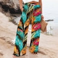 thumbnail image 1 of Women's Casual Pants Women'S Boho Wide Leg Palazzo Pants Womens Cotton Casual Loose Pants Comfy Work Pants With Long Casual Wide Leg,Blue Women's Casual Pants XXXL, 1 of 5