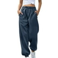 thumbnail image 1 of Women's Casual Pants Women'S Bottom Sweatpants Joggers Pants Workout High Waisted Yoga Pants With Pockets,Blue Women's Casual Pants XL, 1 of 9