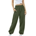 thumbnail image 1 of Women's Casual Pants Women'S Bottom Sweatpants No Drawstring Joggers Pants Workout High Waisted Yoga Pants With Pockets,Green Women's Casual Pants L, 1 of 5