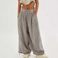 thumbnail image 1 of Women's Casual Pants Women'S Cargo Pants Baggy Wide Leg Pants Black Loose High Waist Sweatpants Multi Pockets,Gray Women's Casual Pants M, 1 of 8