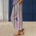 thumbnail image 1 of Women's Casual Pants Women'S Casual Boho Floral Print Stripe Cotton Linen Pants Elastic Waisted Summer Spring Beach Baggy,Pink Women's Casual Pants L, 1 of 4