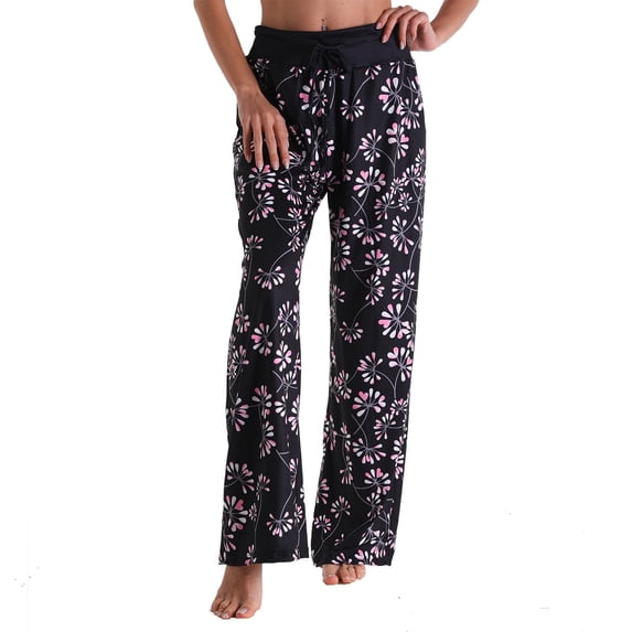 Women's Casual Pants, Women'S Drawstring Stretch Floral Print Long Wide Leg Pants,Women's Casual Pants L