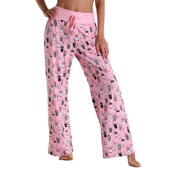 Women's Casual Pants, Women'S Drawstring Stretch Floral Print Long Wide Leg Pants,Women's Casual Pants M