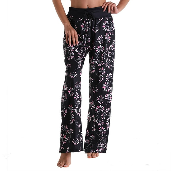 Women's Casual Pants, Women'S Drawstring Stretch Floral Print Long Wide Leg Pants,Women's Casual Pants S