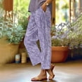 thumbnail image 1 of Women's Casual Pants Women'S Floral Embroidered Lace Printed Loose Pocket Patchwork Casual Pants,Purple Women's Casual Pants XXL, 1 of 5