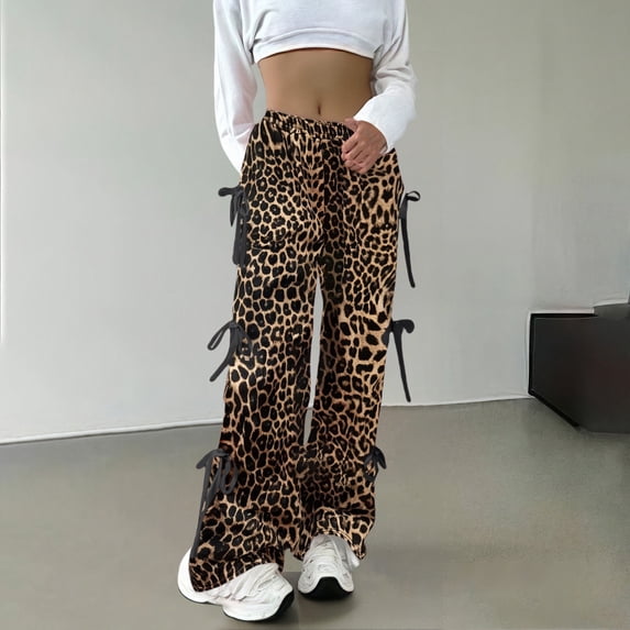 Women's Casual Pants Women'S Jogging Bottoms With Bow And Wide Leg Elastic Waistband Sweat Baggy Trousers With Pocket Country Trousers For Women,Orange Women's Casual Pants XS