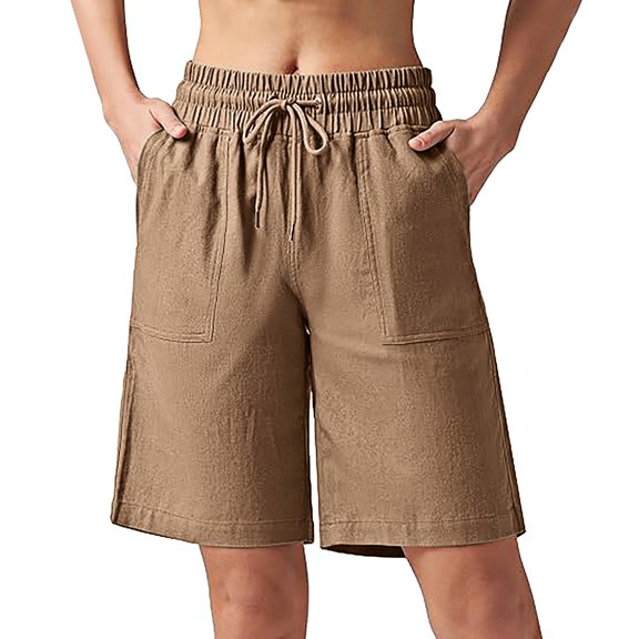 Women's Casual Pants Women'S Linen Shorts Casual Long Linen Shorts High Waisted Comfy Summer Shorts,Yellow Women's Casual Pants XXXL