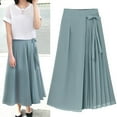 thumbnail image 1 of Women's Casual Pants Women'S Pleated Chiffon Trousers Large Size Elastic Waist Casual Pants Pant Skirt,Blue Women's Casual Pants L, 1 of 3