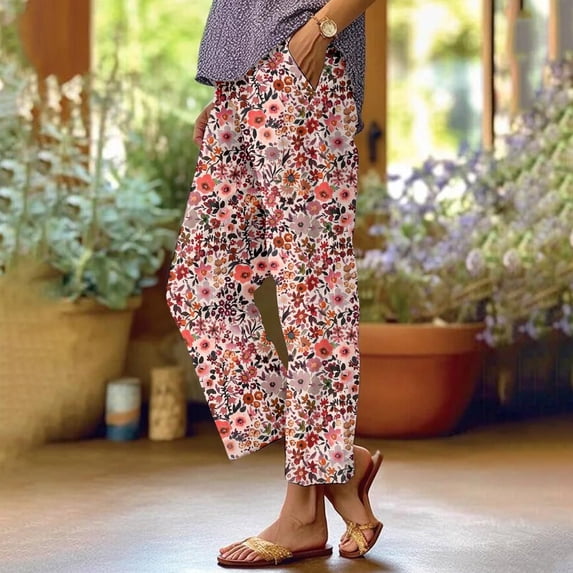 Women's Casual Pants Women'S Retro Striped Design Loose Pocket Patchwork Casual Pants,Pink Women's Casual Pants XXXXXL