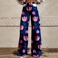 thumbnail image 1 of Women's Casual Pants Women'S Wide Leg Pant Vintage Floral Print High Waisted Straight Stretch Pants With Pockets,Blue Women's Casual Pants XXXXL, 1 of 4