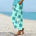thumbnail image 1 of Women's Casual Pants Women Summer Elastic Waist Crop Pants Plus Size Straight Leg Slack Casual Trouser With Pocket,Blue Women's Casual Pants XL, 1 of 3