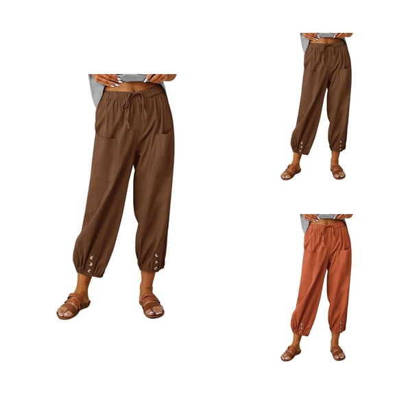 Women's Casual Pants Women Summer High Waisted Wide Leg Long Trousers With Pocket Comfortable Fashion Loose Style