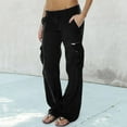 thumbnail image 1 of Women's Casual Pants Womens Cargo Pants With Pockets Outdoor Casual Ripstop Camo Construction Work Pants,Black Women's Casual Pants L, 1 of 6
