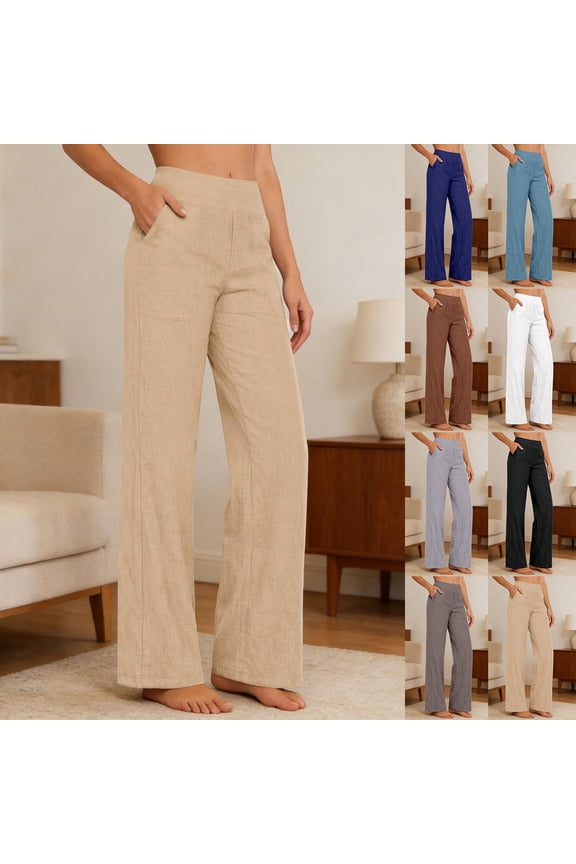 Women's Casual Pants for Everyday and —Relaxed Fit Long Trousers with High Waist and Wide Leg for Spring Autumn