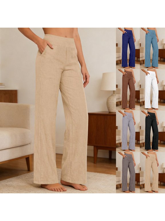Women's Casual Pants for Everyday and —Relaxed Fit Long Trousers with High Waist and Wide Leg for Spring Autumn