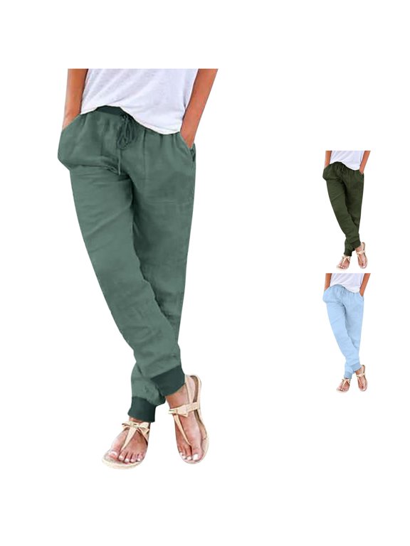 Women’s Casual Pants with Back Elastic Waist and Pockets for Everyday Comfort and Versatility