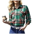 thumbnail image 1 of Women's Casual Plaid Flannel Shirt - Multiple Wearing Ways for Various Occasions, 1 of 6