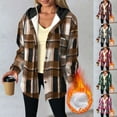 thumbnail image 1 of Women's Casual Plaid Hooded Long Sleeve Button Front Sweatshirts Hoodies Coats with Pocket Thick Warm Loose Fit for Daily Wear Streetwear Loungewear Fashion Essential Gift for Women, 1 of 9