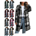 thumbnail image 1 of Women's Casual Plaid Shacket Jacket Button Down Long Coats with Pockets Fall Winter Warm Comfy Outfit, 1 of 9