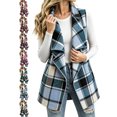 thumbnail image 1 of Women's Casual Plaid Vest Oversized Large Lapel Sleeveless Open Front Loose Fit Outerwear, 1 of 7