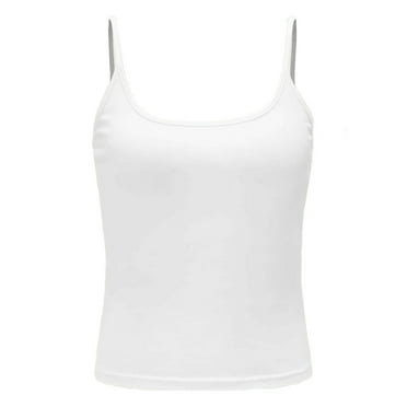 Women's Casual Plain Cami Spaghetti Strap White Tank Tops & Camis S (4)