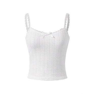 Women's Casual Plain Cami Spaghetti Strap White Tank Tops & Camis XS (2)