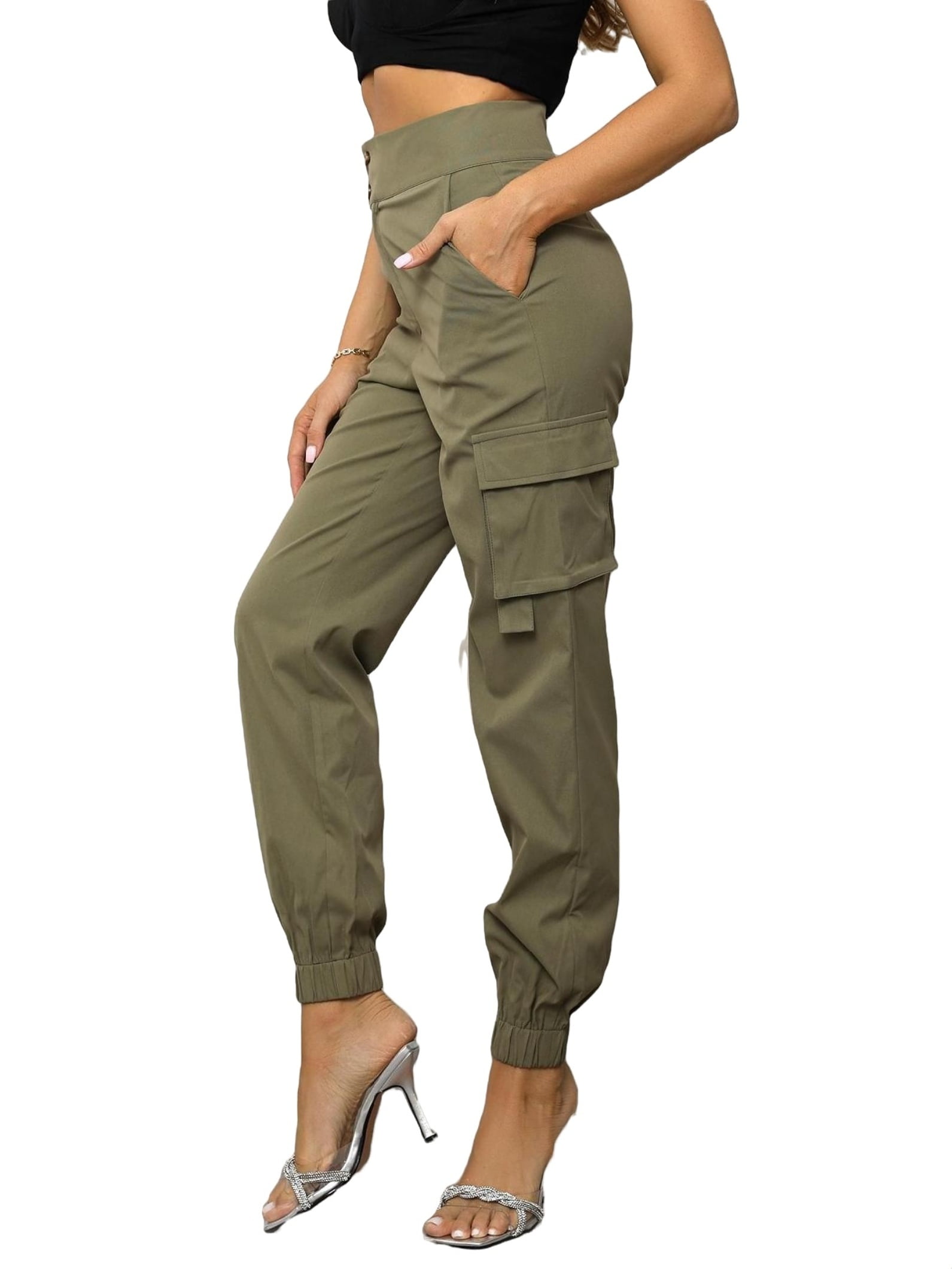 Women's Cargo Pants With 8 Pockets - Stretch Cotton Utility Pants For Hiking & Everyday Wear
