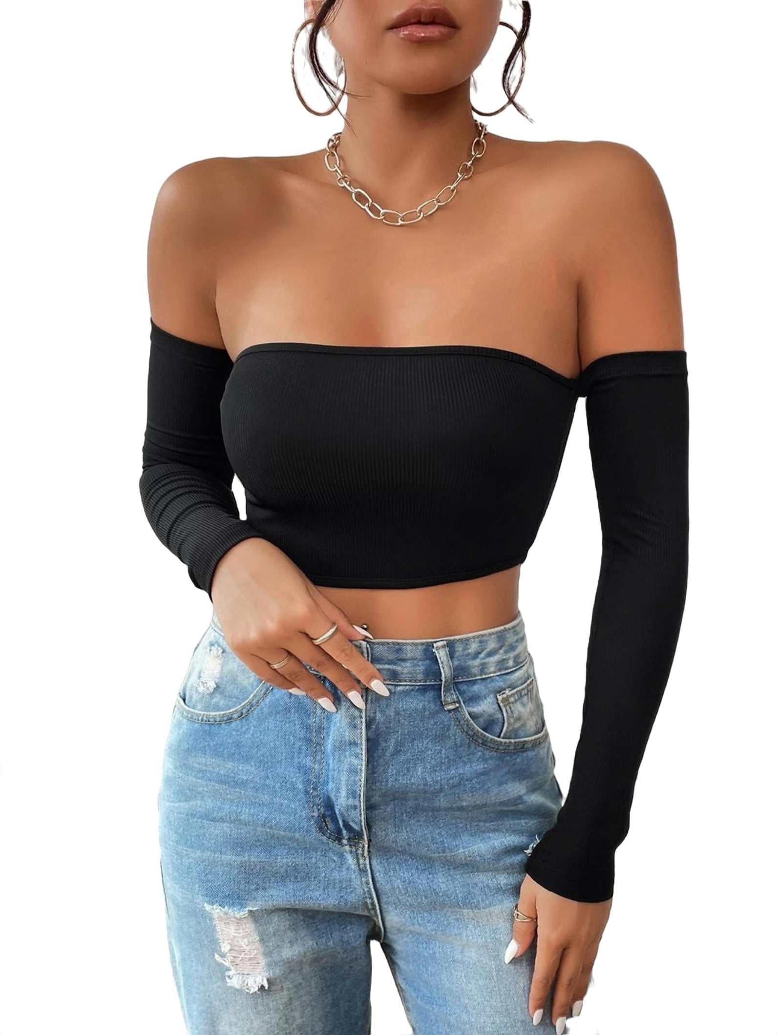 black off the shoulder top walmart