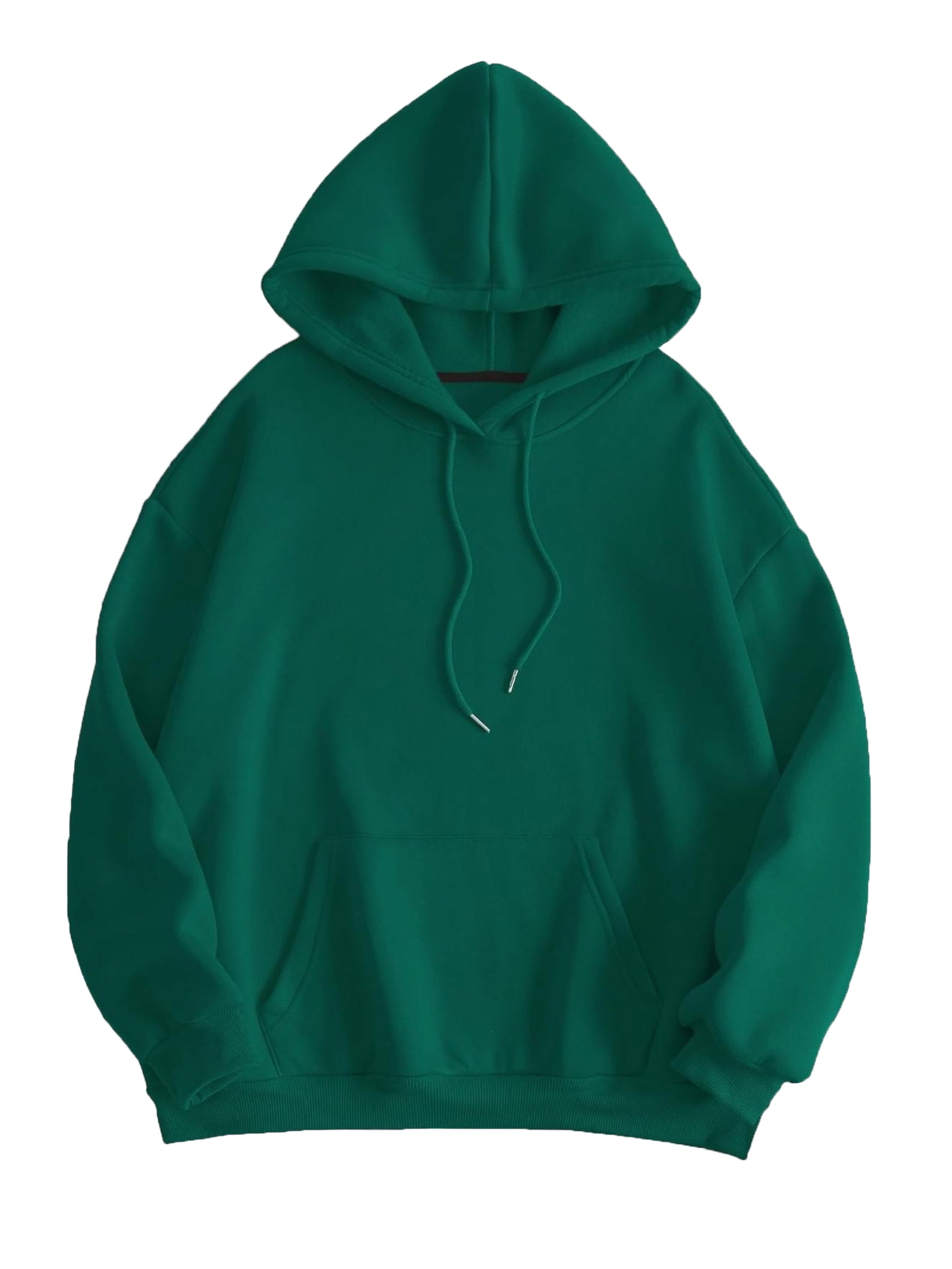 Women s Casual Plain Pullovers Hooded Dark Green Plus Size Sweatshirts 2XL