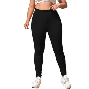 Women's Sexy Plain Regular Black Long Plus Size Leggings US24 (6X ...