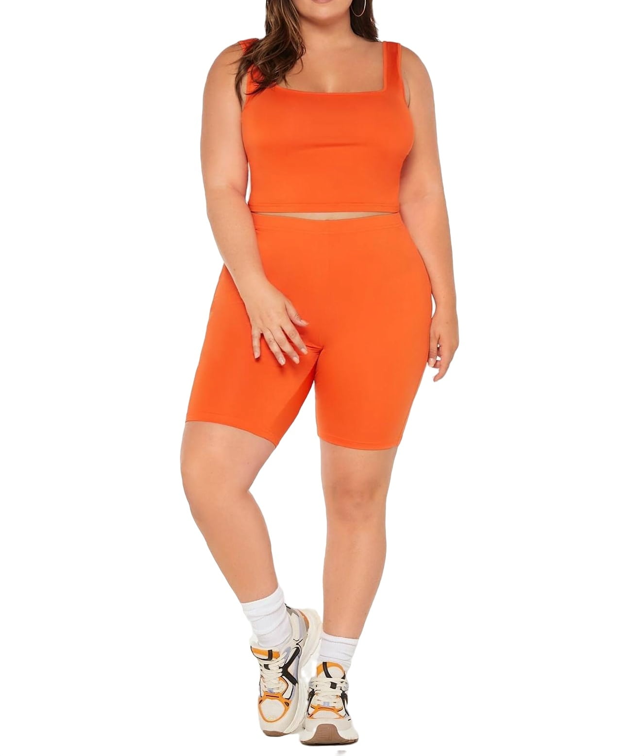 Plus size orange store biker shorts