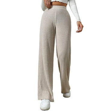 Women's Casual Plain Straight Leg Apricot Pants XS (2)